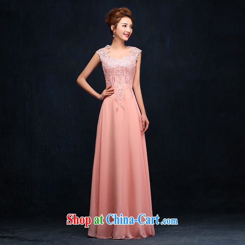 2015 bridal toast serving pink crowsfoot marriage wedding dresses beauty long marriage banquet dress pink XL