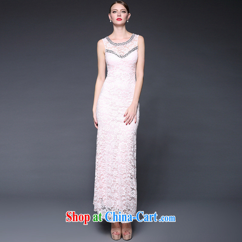 2015 European and American new manually staple Pearl aura of Yuan beauty dress banquet moderator dresses light green, water, shopping on the Internet