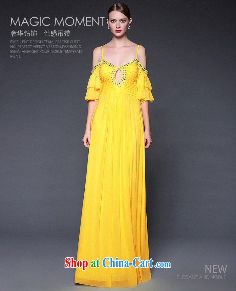 The 2015 summer new bare shoulders nails Pearl strap with ultra-sin long evening dress evening banquet moderator dresses yellow are code pictures, price, brand platters! Elections are good character, the national distribution, so why buy now enjoy more preferential! Health