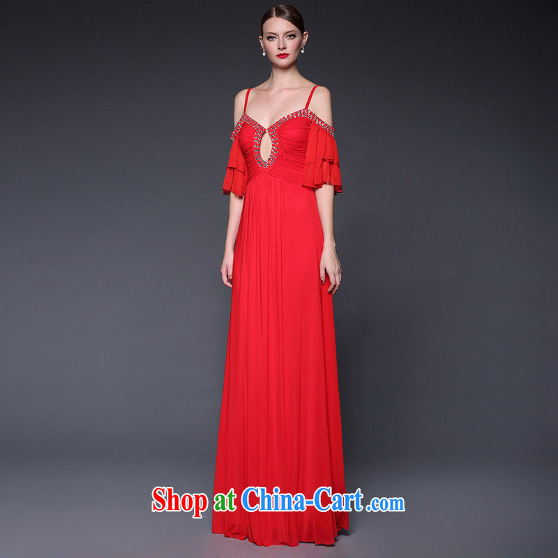 The 2015 summer new, bare shoulders nails Pearl strap with ultra-sin, long evening dress evening banquet moderator dresses yellow are code, water, shopping on the Internet