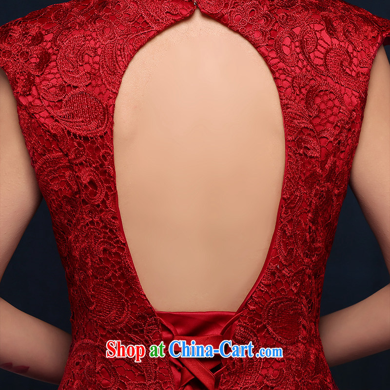 According to Lin bows her clothes 2015 new wine red evening dress, long marriages beauty graphics thin strap crowsfoot serving wine red will bind with, in accordance with Elizabeth Lin, shopping on the Internet