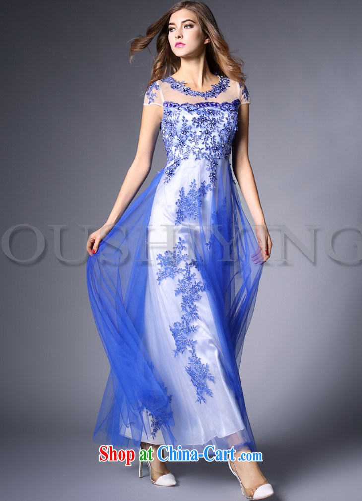 The poetry shadow ladies dress and nails Pearl embroidered Web yarn large bridal wedding dresses skirts toast clothing evening dress blue S pictures, price, brand platters! Elections are good character, the national distribution, so why buy now enjoy more preferential! Health