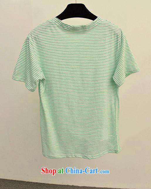 Spring Korean style small fresh College wind candy colored stripes loose ground 100 graphics thin T pension female Green are code pictures, price, brand platters! Elections are good character, the national distribution, so why buy now enjoy more preferential! Health