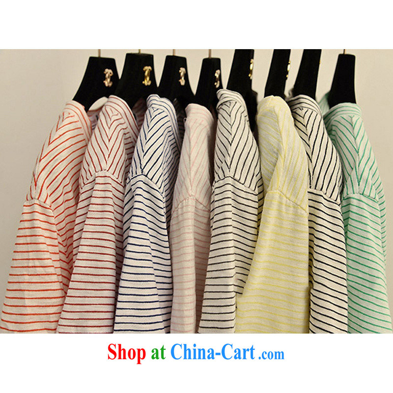 Spring Korean style small fresh College wind candy colored stripes loose ground on 100 video thin T pension female Green is code, blue rain bow, and shopping on the Internet