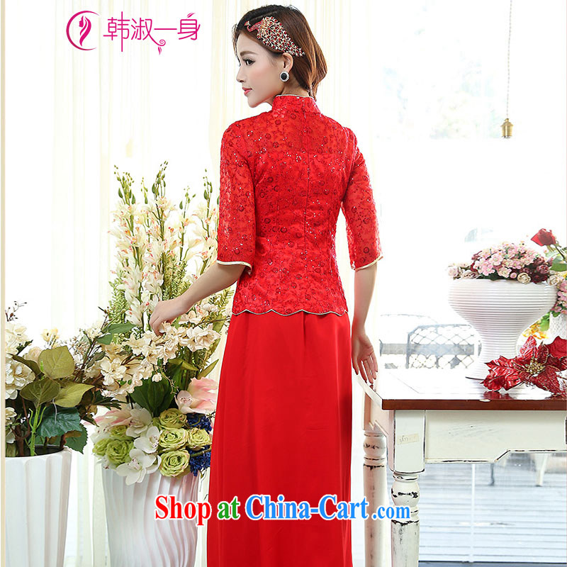 She won a 2015 new Korean fashion 100 ground embroidery stitching and elegant, for wedding dress two-piece female 1505 331 1505 red 331 3 XL, Mrs a, and shopping on the Internet