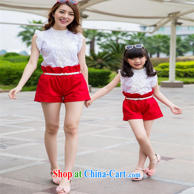 A new parent-child the mother and the child package summer shirts shorts casual Korean lady sweet () red baby 7, blue rain bow, and shopping on the Internet