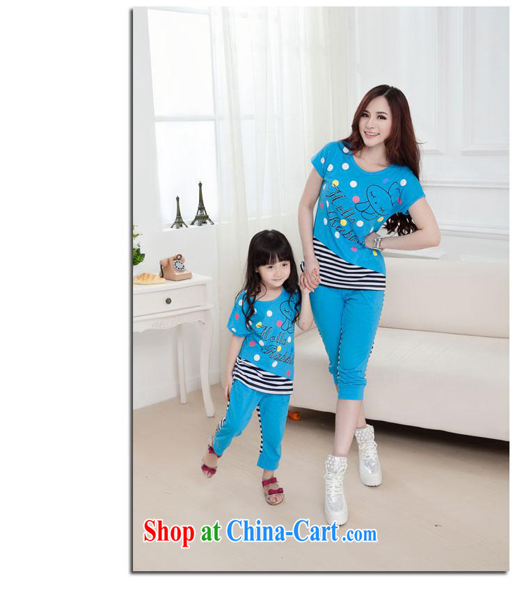 Parent-child the 2015 summer load new streaks spell, short-sleeved shirt T letter stamp the female Kit blue MOM XL pictures, price, brand platters! Elections are good character, the national distribution, so why buy now enjoy more preferential! Health