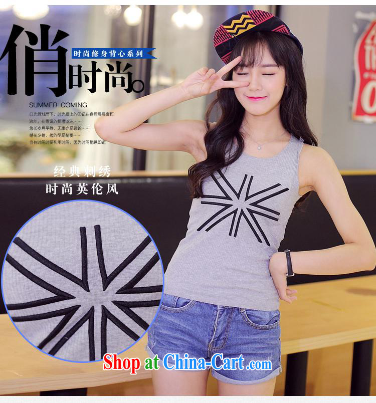 Summer 2015 new Korean shirts students, M field embroidered loose sleeveless vest T shirts female gray XL pictures, price, brand platters! Elections are good character, the national distribution, so why buy now enjoy more preferential! Health