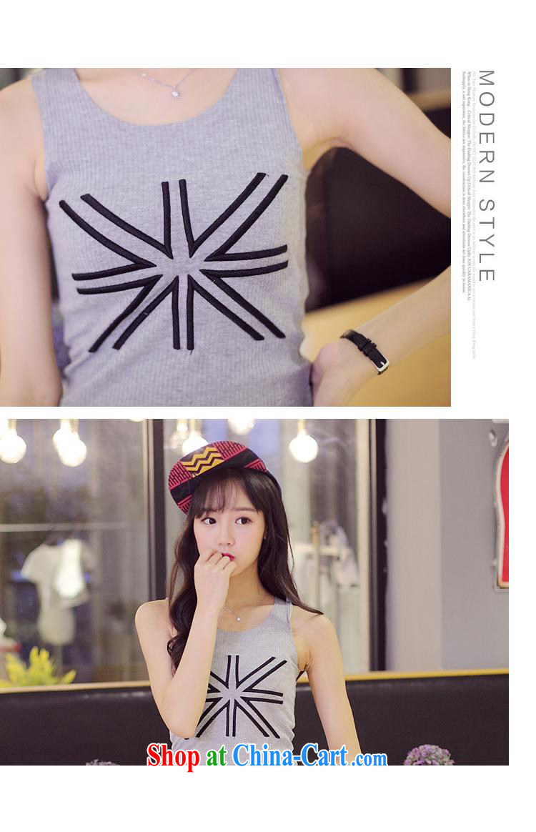 Summer 2015 new Korean shirts students, M field embroidered loose sleeveless vest T shirts female gray XL pictures, price, brand platters! Elections are good character, the national distribution, so why buy now enjoy more preferential! Health