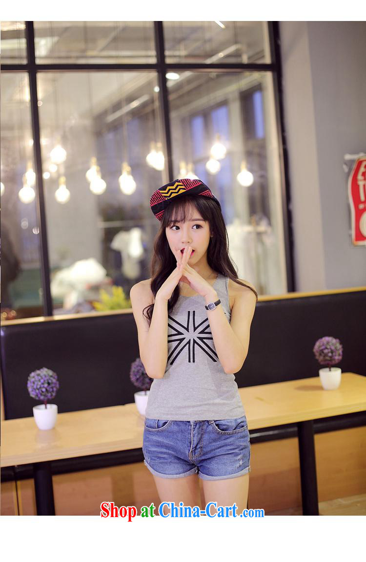 Summer 2015 new Korean shirts students, M field embroidered loose sleeveless vest T shirts female gray XL pictures, price, brand platters! Elections are good character, the national distribution, so why buy now enjoy more preferential! Health