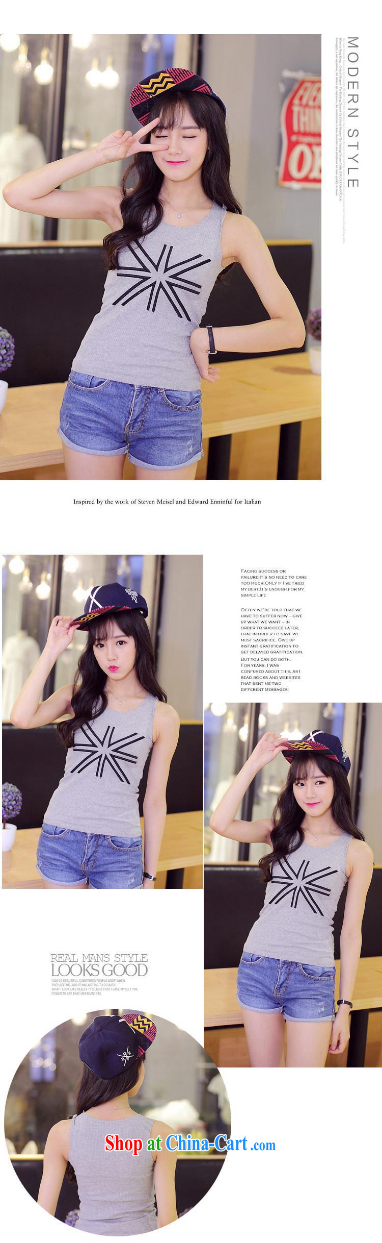 Summer 2015 new Korean shirts students, M field embroidered loose sleeveless vest T shirts female gray XL pictures, price, brand platters! Elections are good character, the national distribution, so why buy now enjoy more preferential! Health