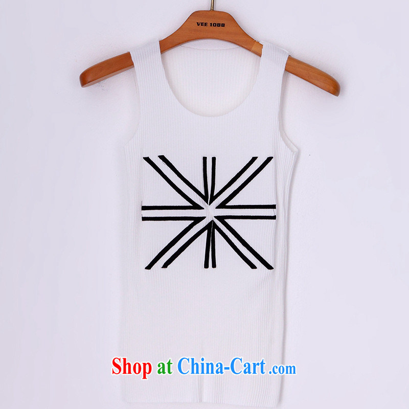 Summer 2015 new Korean T-shirt students, M field embroidered loose sleeveless vest T shirts female gray XL, blue rain bow, and, on-line shopping