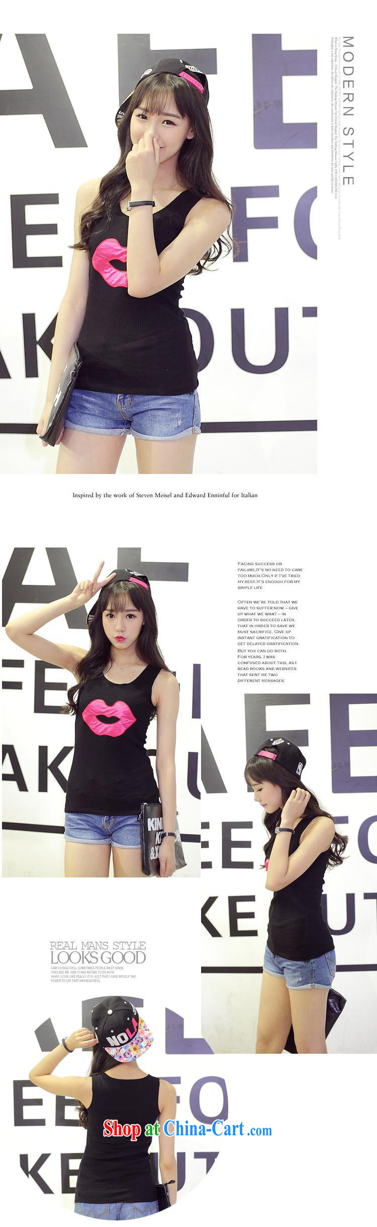 Summer 2015 new Korean T-shirt girl lips embroidery loose the code sleeveless solid T-shirts female gray XL pictures, price, brand platters! Elections are good character, the national distribution, so why buy now enjoy more preferential! Health