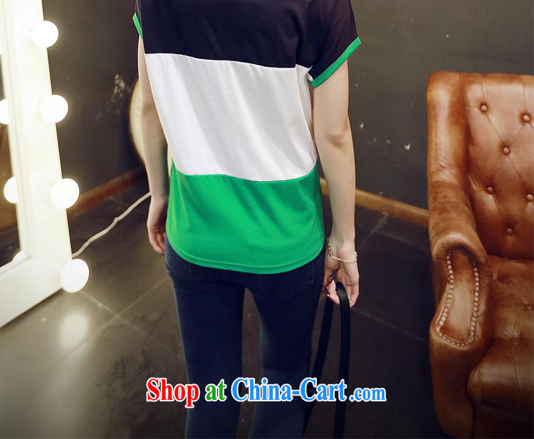 2015 new Korean version of the new spring, summer 3 color stitching letters stylish short-sleeve T-shirt T-shirt a T-shirt girl with green XL pictures, price, brand platters! Elections are good character, the national distribution, so why buy now enjoy more preferential! Health