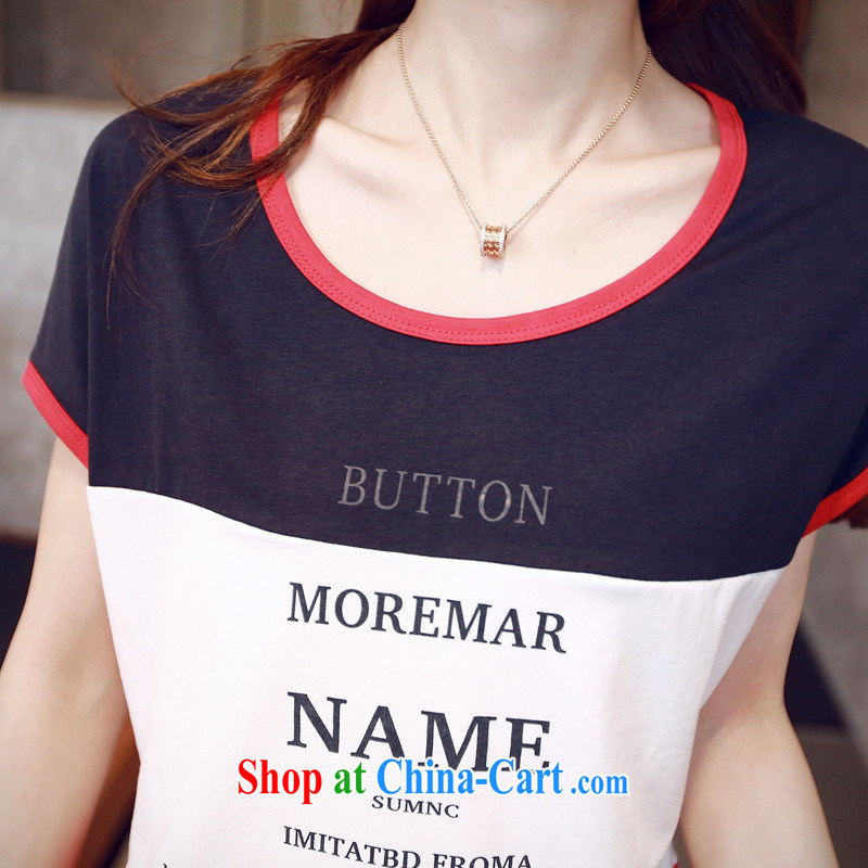 2015 new Korean version of the new spring, summer 3 color tile letters and stylish short-sleeve T-shirt T-shirt a T-shirt girl with green XL, blue rain bow, and, shopping on the Internet