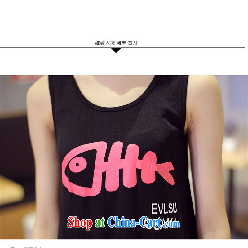 Summer 2015 new sleeveless does not rule out the T-shirt female Korean loose bones stamp T-shirt girl picture color is black, blue rain bow, and, shopping on the Internet