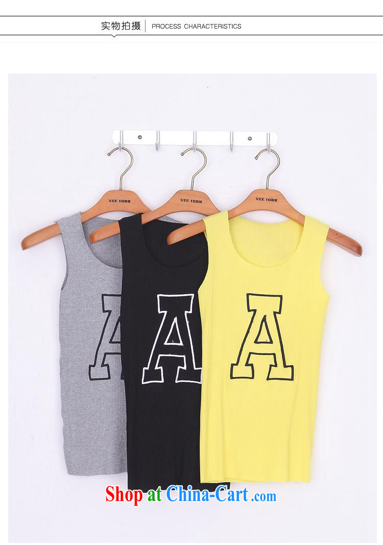 Summer 2015 new Korean T-shirt sleeveless letter embroidery relaxed comfortable code T pension female yellow XL pictures, price, brand platters! Elections are good character, the national distribution, so why buy now enjoy more preferential! Health