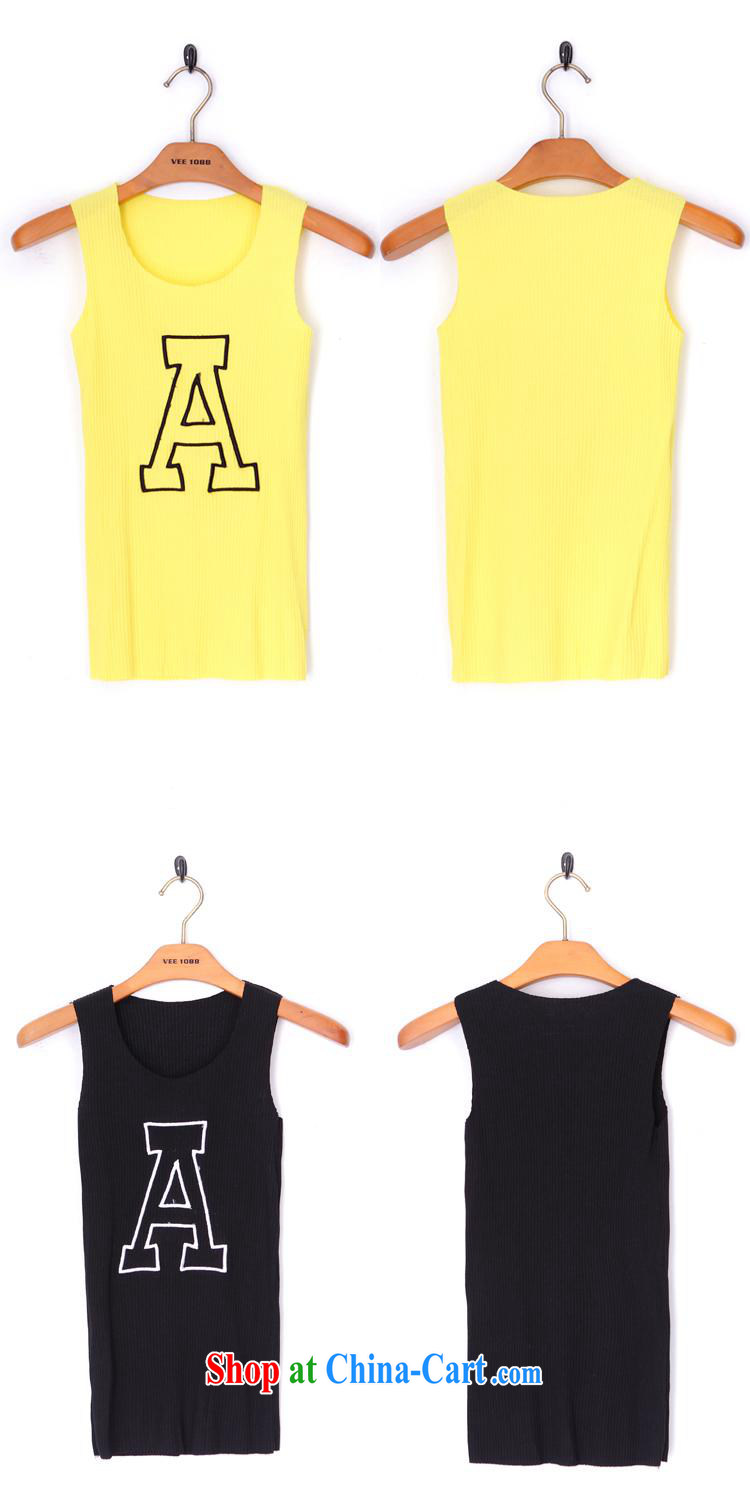Summer 2015 new Korean T-shirt sleeveless letter embroidery relaxed comfortable code T pension female yellow XL pictures, price, brand platters! Elections are good character, the national distribution, so why buy now enjoy more preferential! Health