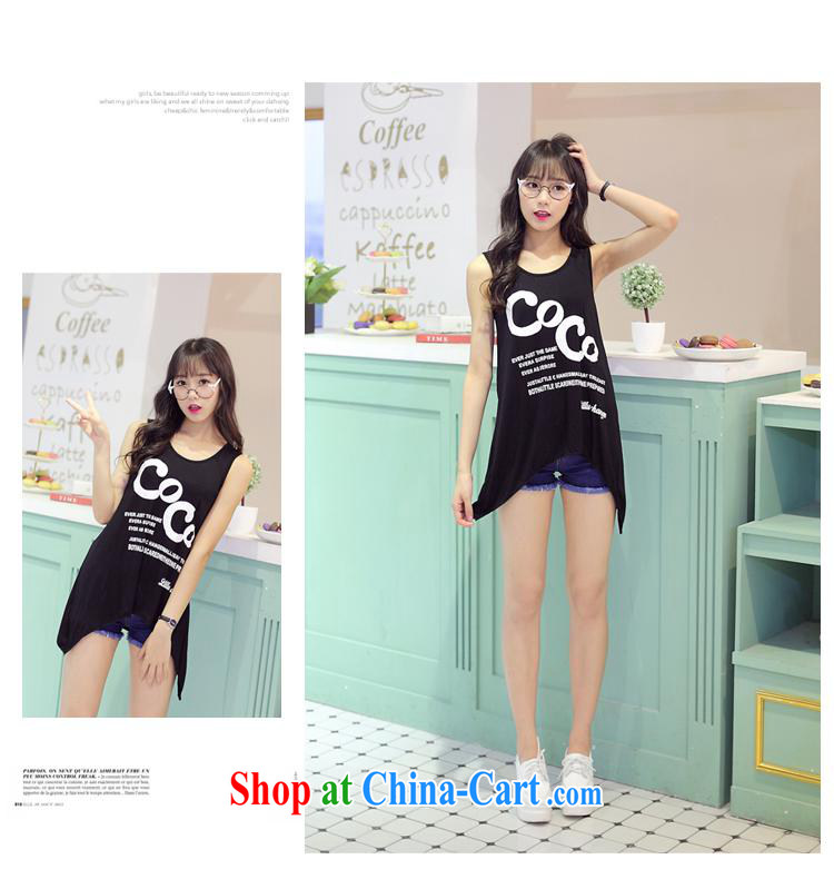 Summer 2015 new Korean fashion loose sleeveless stamp T shirts girls do not rule out the collar shirts picture color black are code pictures, price, brand platters! Elections are good character, the national distribution, so why buy now enjoy more preferential! Health