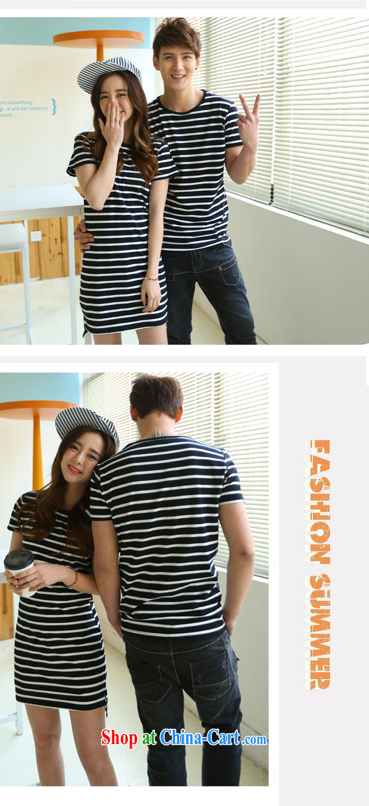 The European site female 2015 summer couples Korean Chic simplicity stripes cotton, long, short-sleeved shirt T Black Female L pictures, price, brand platters! Elections are good character, the national distribution, so why buy now enjoy more preferential! Health