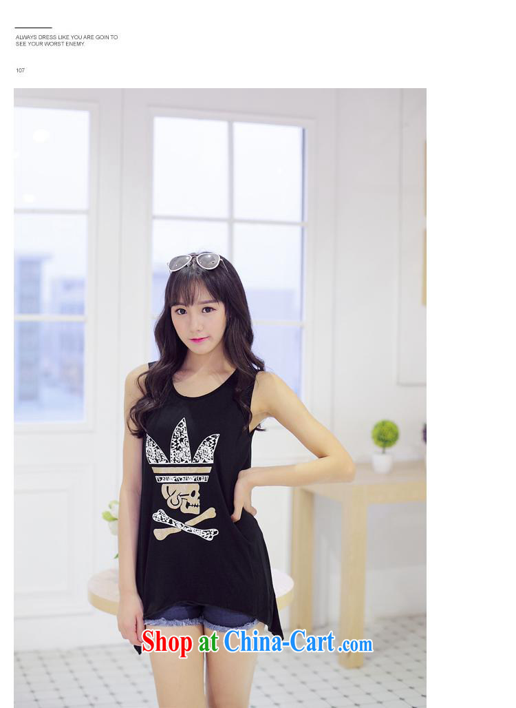 Summer 2015 new Korean fashion does not rule out the T-shirt without sleeves loose stamp duty cotton shirt T girl picture color black are code pictures, price, brand platters! Elections are good character, the national distribution, so why buy now enjoy more preferential! Health