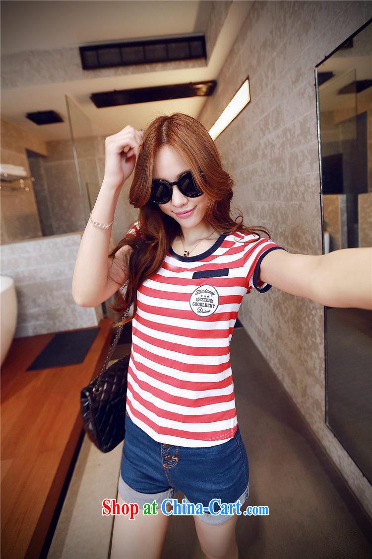 2015 Korean version of the new, short-sleeved T T-shirt 100% cotton crew-neck and Leisure striped T-shirt students girls short-sleeved shirts T black XL pictures, price, brand platters! Elections are good character, the national distribution, so why buy now enjoy more preferential! Health