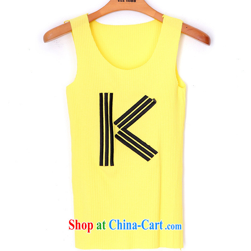 Summer 2015 new Korean T-shirt girl K letter embroidery loose the code has no comfort cuff T-shirt female white XL, blue rain bow, and, on-line shopping