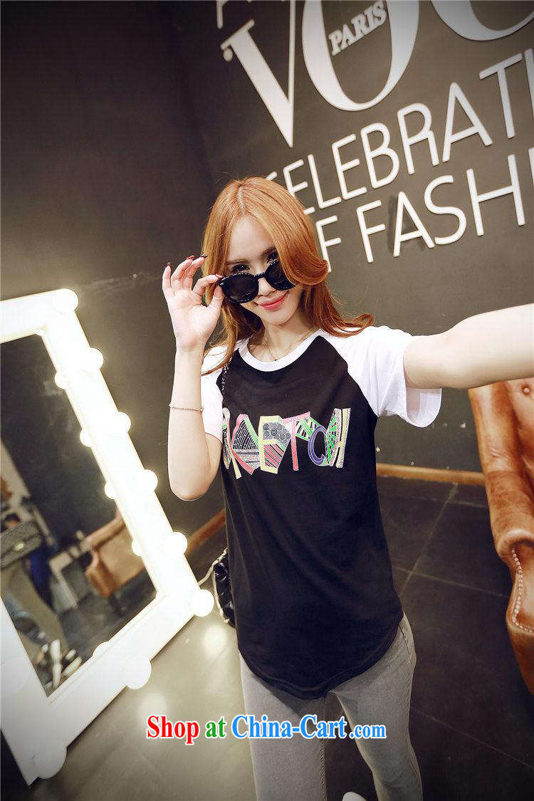 2015 spring and summer new color letter loose short-sleeved T-shirt Han version cotton female students T pension white XL pictures, price, brand platters! Elections are good character, the national distribution, so why buy now enjoy more preferential! Health