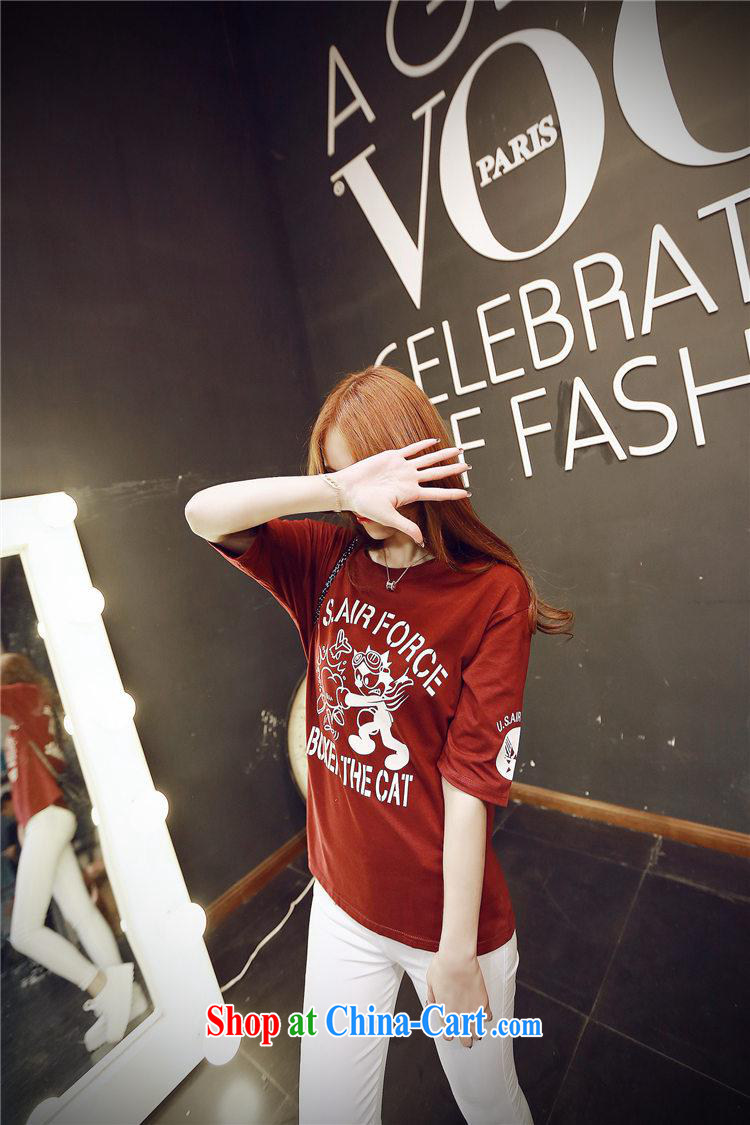 2015 spring and summer new boxing card loose cotton short-sleeved Korean teenage girls T pension middle and high school students short-sleeved wine red XL pictures, price, brand platters! Elections are good character, the national distribution, so why buy now enjoy more preferential! Health