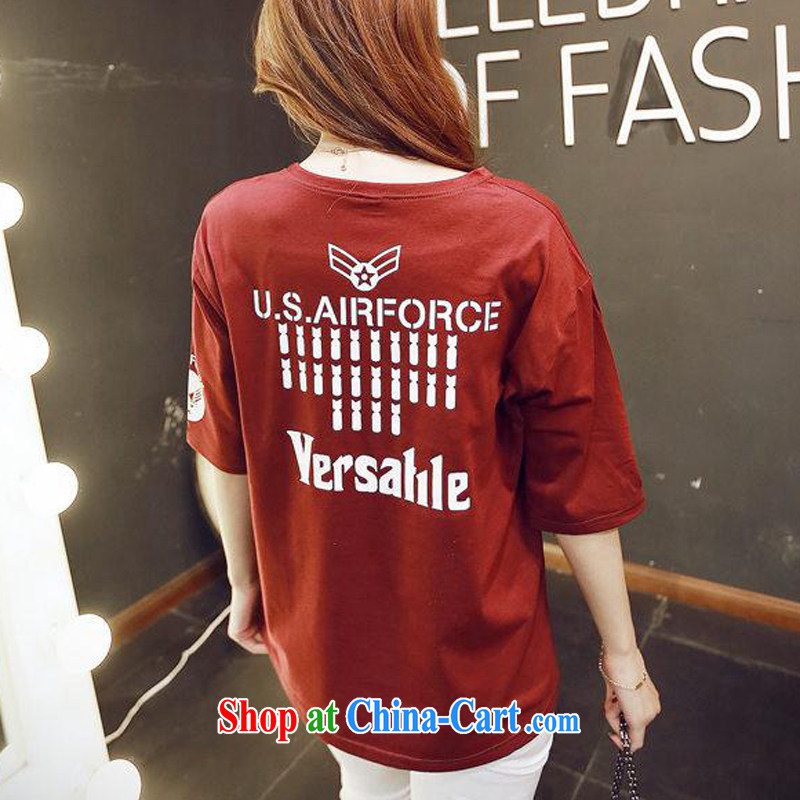 2015 spring and summer new boxing card loose cotton short-sleeved Korean teenage girls T pension middle and high school students a short-sleeved red wine XL, blue rain bow, and, on-line shopping