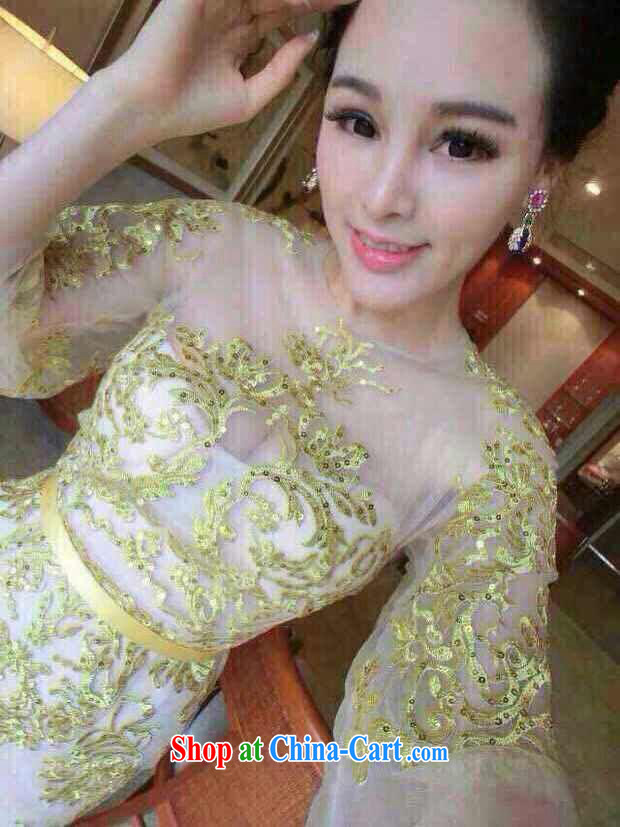 9 month dress * Advanced Custom gold embroidery name Yuan dress 2 piece dress sense of fluoroscopy lace skirt picture color L pictures, price, brand platters! Elections are good character, the national distribution, so why buy now enjoy more preferential! Health