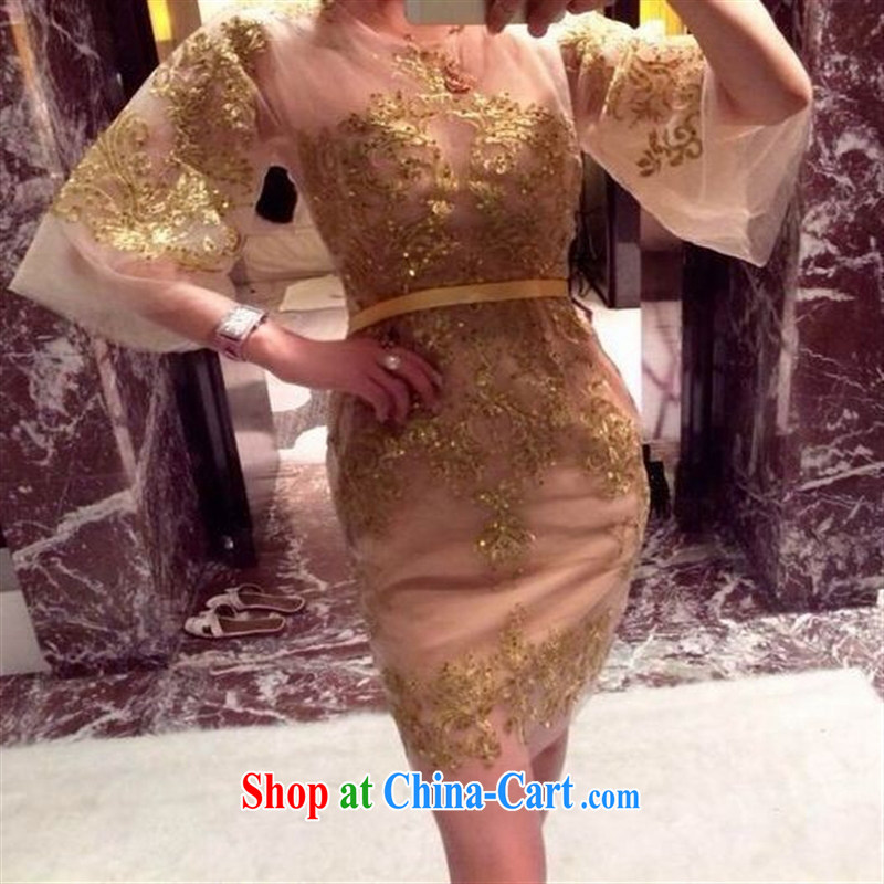 9 month dress * Advanced Custom gold embroidery of Yuan dress 2 piece dress sense of fluoroscopy lace skirt picture color L, A . J . BB, shopping on the Internet