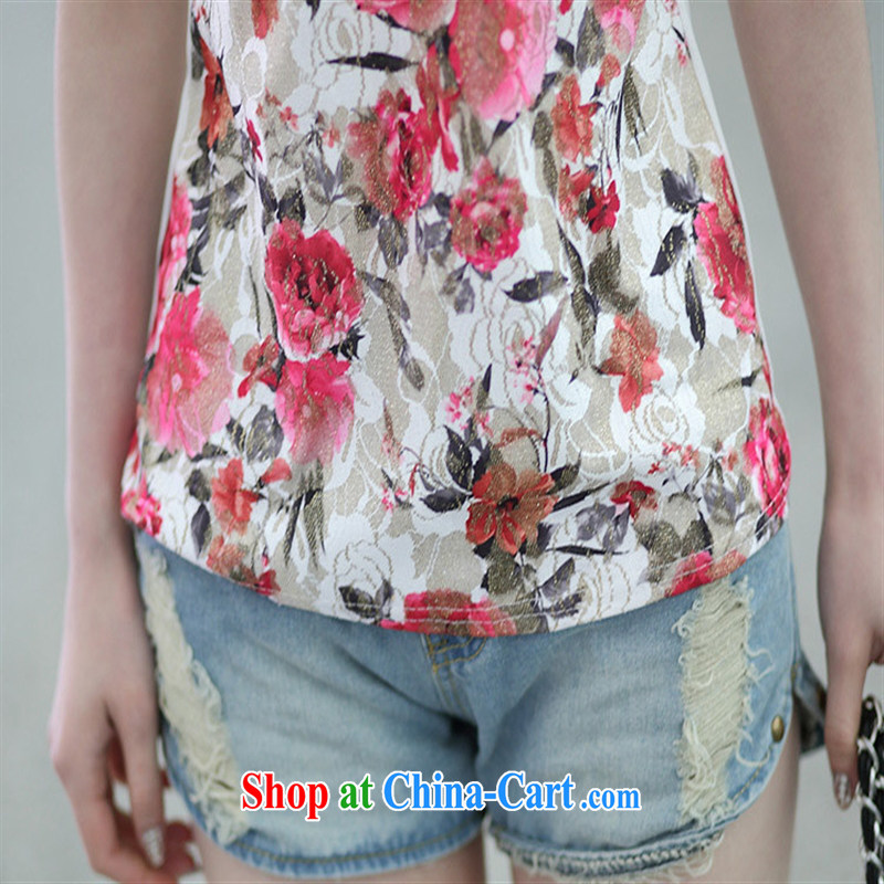 Summer new sexy lace stamp duty compassionate female round-collar sleeveless students, cultivating Korean T pension female picture color code, blue rain bow, and shopping on the Internet