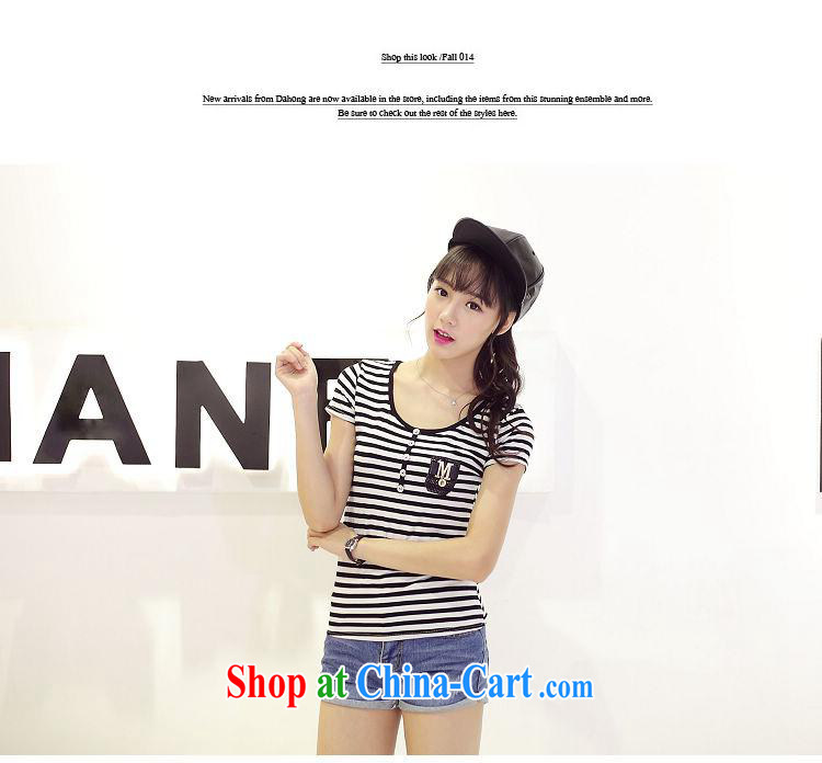 Summer 2015 new Pure Cotton round neck button T-shirt with stripes and Leisure video thin Korean short-sleeved T-shirt girl picture color XL pictures, price, brand platters! Elections are good character, the national distribution, so why buy now enjoy more preferential! Health