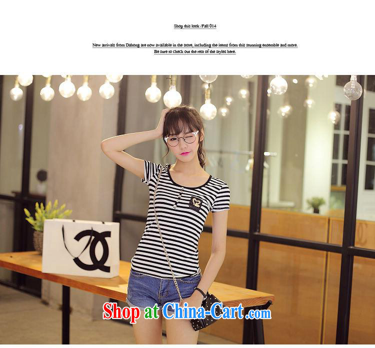 Summer 2015 new girls cotton pocket love T-shirt with stripes graphics thin Korean short-sleeved T-shirt girl picture color XL pictures, price, brand platters! Elections are good character, the national distribution, so why buy now enjoy more preferential! Health