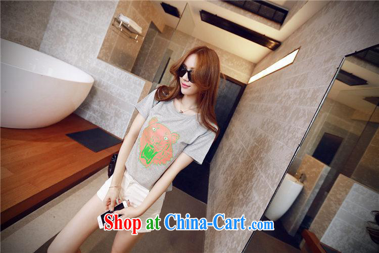 Korean women 2015 spring and summer new tiger Avatar cotton relaxed, long, short-sleeve girls T-shirt white XL pictures, price, brand platters! Elections are good character, the national distribution, so why buy now enjoy more preferential! Health