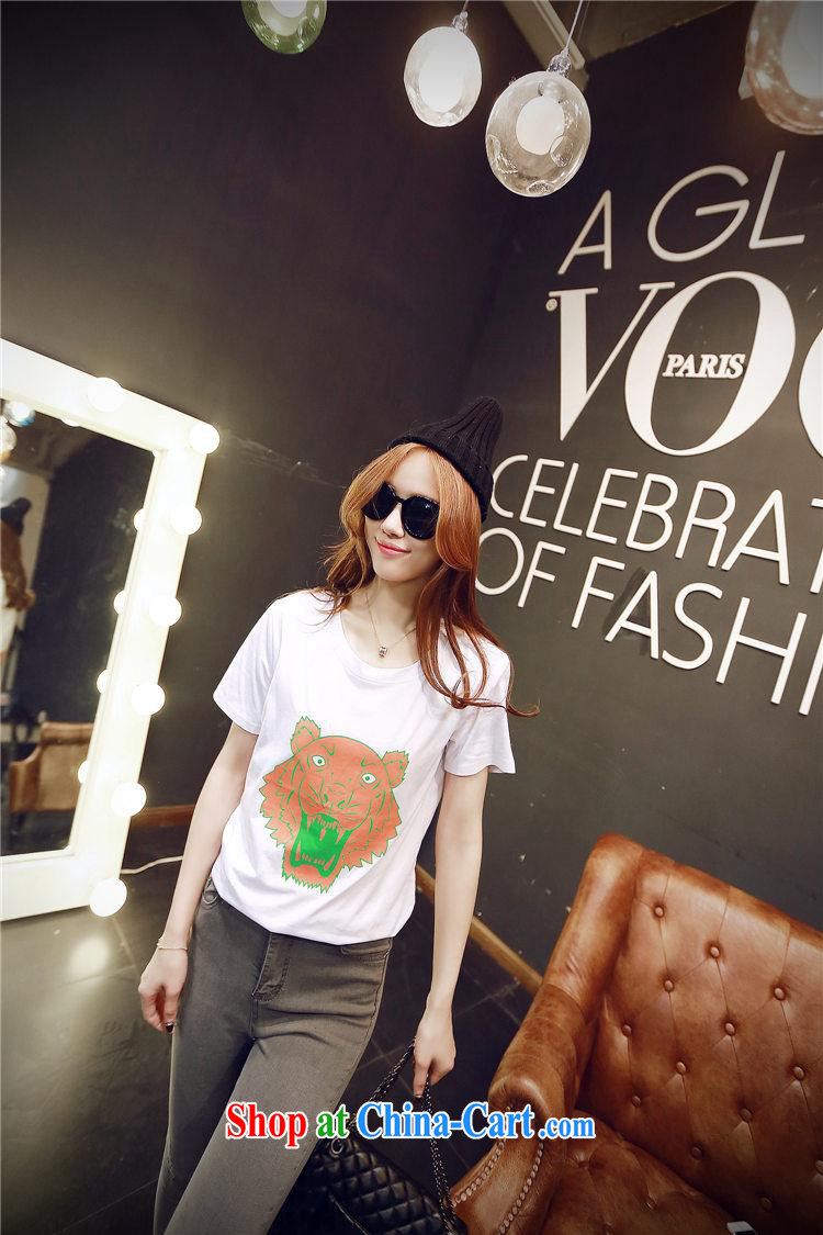 Korean women 2015 spring and summer new tiger Avatar cotton relaxed, long, short-sleeve girls T-shirt white XL pictures, price, brand platters! Elections are good character, the national distribution, so why buy now enjoy more preferential! Health