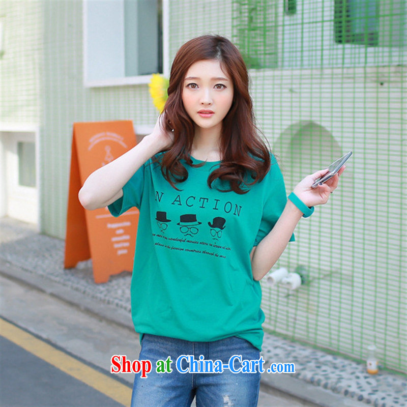2015 summer edition Korea beauty graphics thin loose cotton short-sleeved students teenage T shirts, long wave, pink XXL, blue rain bow, and shopping on the Internet