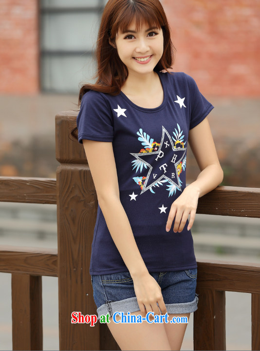 2015 new Korean spring and summer couples with Korean Stars stamp short-sleeve cotton T-shirt students serving on the dark blue XXL pictures, price, brand platters! Elections are good character, the national distribution, so why buy now enjoy more preferential! Health