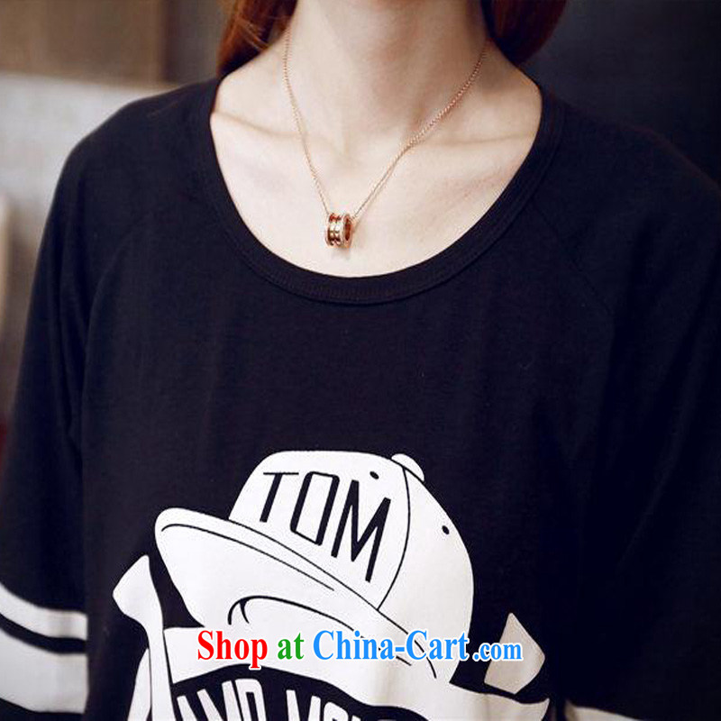 2015 spring and summer new baseball caps stamp duty in loose sleeved T-shirt female Korean leisure blouses black XL, blue rain bow, and shopping on the Internet