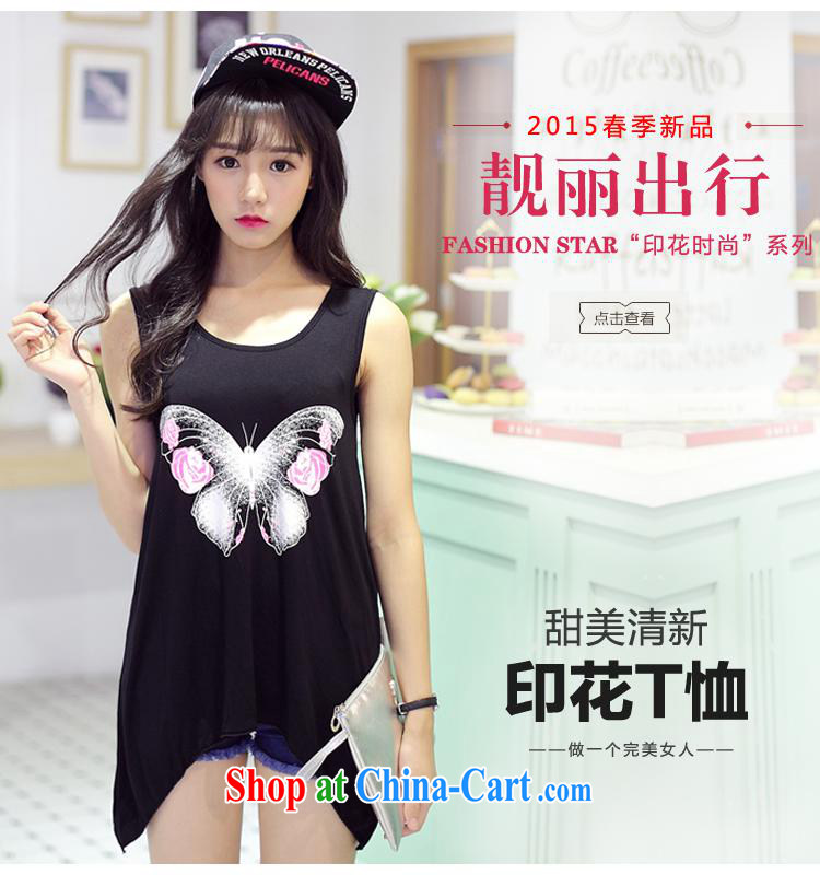 Summer 2015 new female stamp sleeveless girl T-shirt Korean students relaxed casual Sleeveless T-shirt the T-shirt picture color black are code pictures, price, brand platters! Elections are good character, the national distribution, so why buy now enjoy more preferential! Health