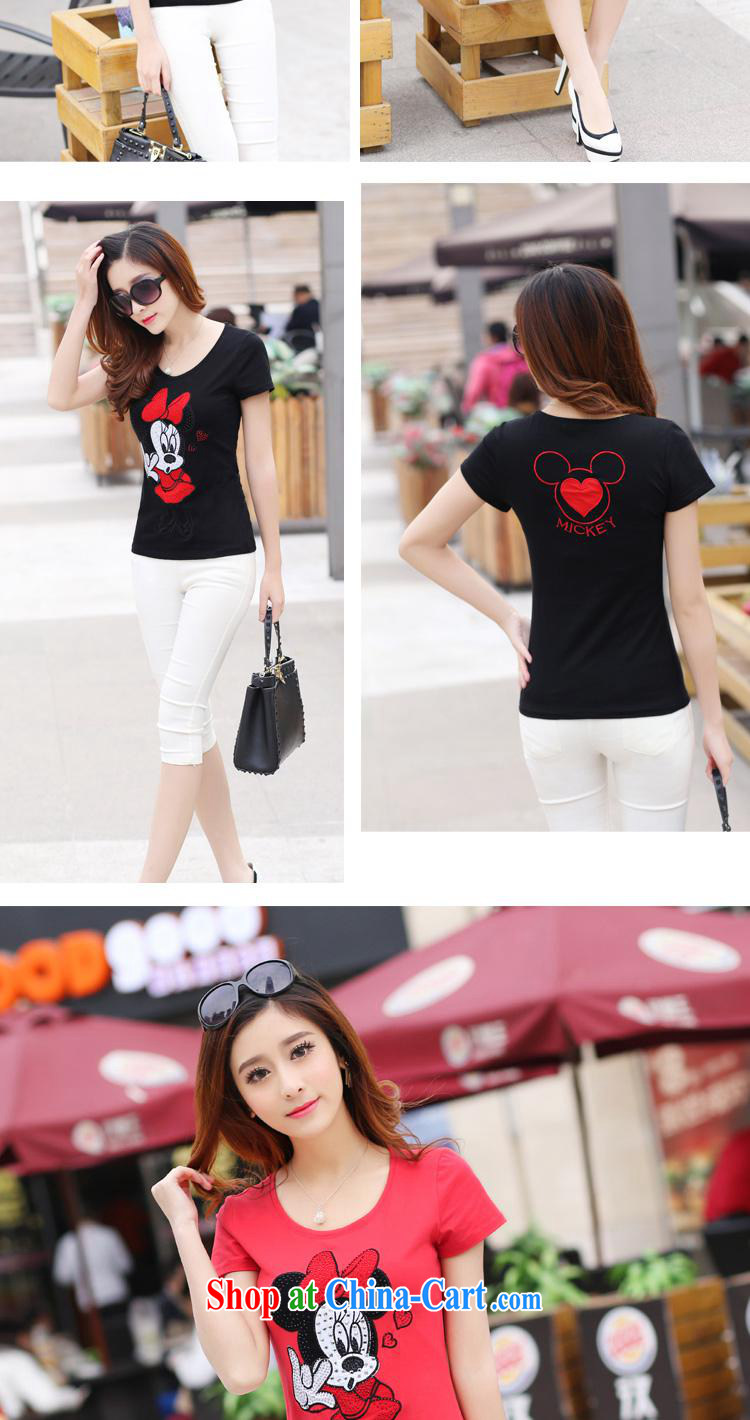 2015 summer new stylish, embroidered hot drill lovely female decorated seen wearing short-sleeved cotton round neck T-shirts watermelon red XL pictures, price, brand platters! Elections are good character, the national distribution, so why buy now enjoy more preferential! Health