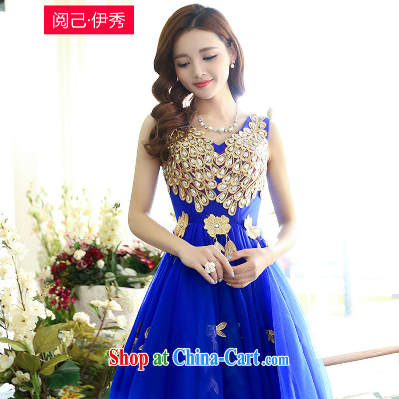 Access to and the Sau 2015 spring new-waist cultivating the peacock skirt dresses wedding dresses Evening Dress 2517 A PO blue XL