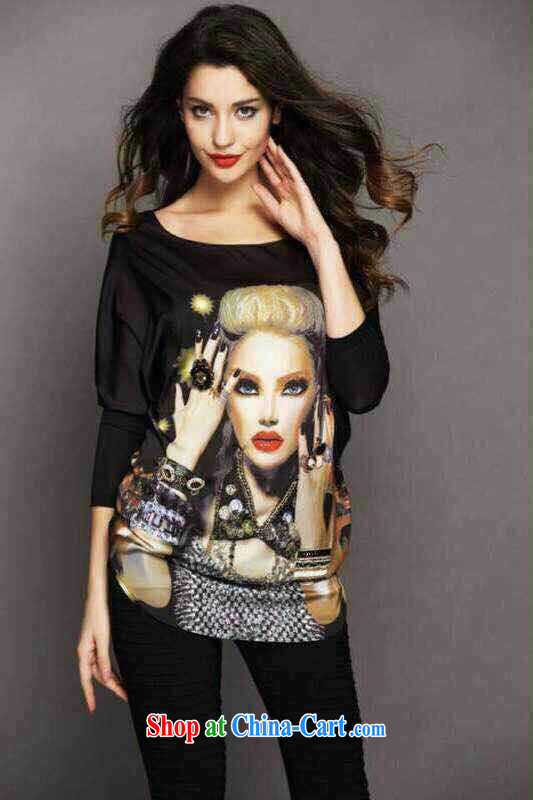 2015 European site digital stamp city girl to the staple Pearl bat T-shirt loose T-shirt black L pictures, price, brand platters! Elections are good character, the national distribution, so why buy now enjoy more preferential! Health
