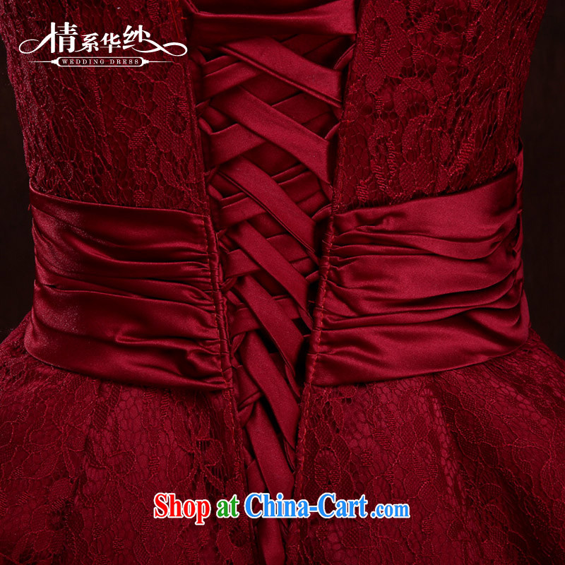 The china yarn bows serving short, wine red wiped his chest small dress bridal wedding dress spring bridesmaid dress in 2015 new deep red. size does not accept return and china yarn, shopping on the Internet