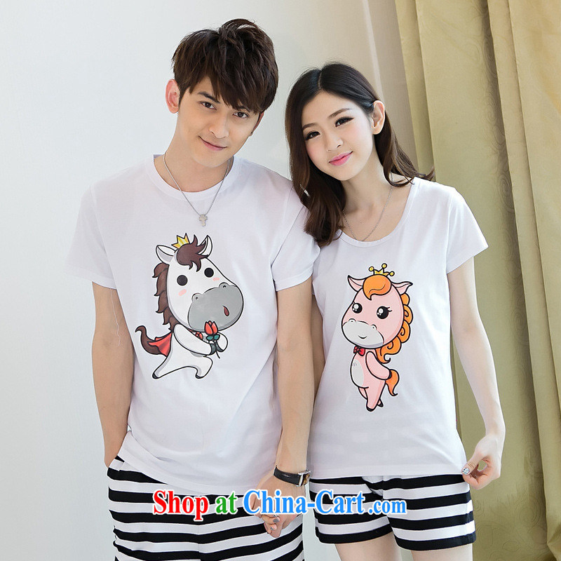 2015 summer couples the Korean version of the greater code cotton loose T-shirt beach lovers a short-sleeved shirt T red male XXL, blue rain bow, and shopping on the Internet