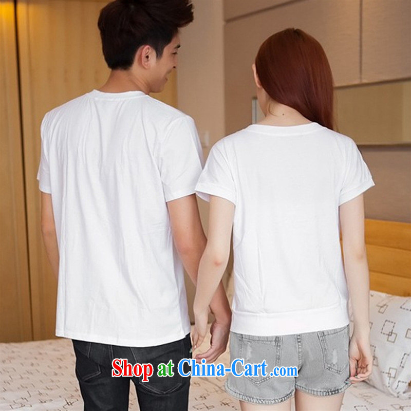 2015 summer couples with Korean V collar short-sleeve T-shirt bat sleeves casual cotton shirt T served on white male XXL, blue rain bow, and shopping on the Internet