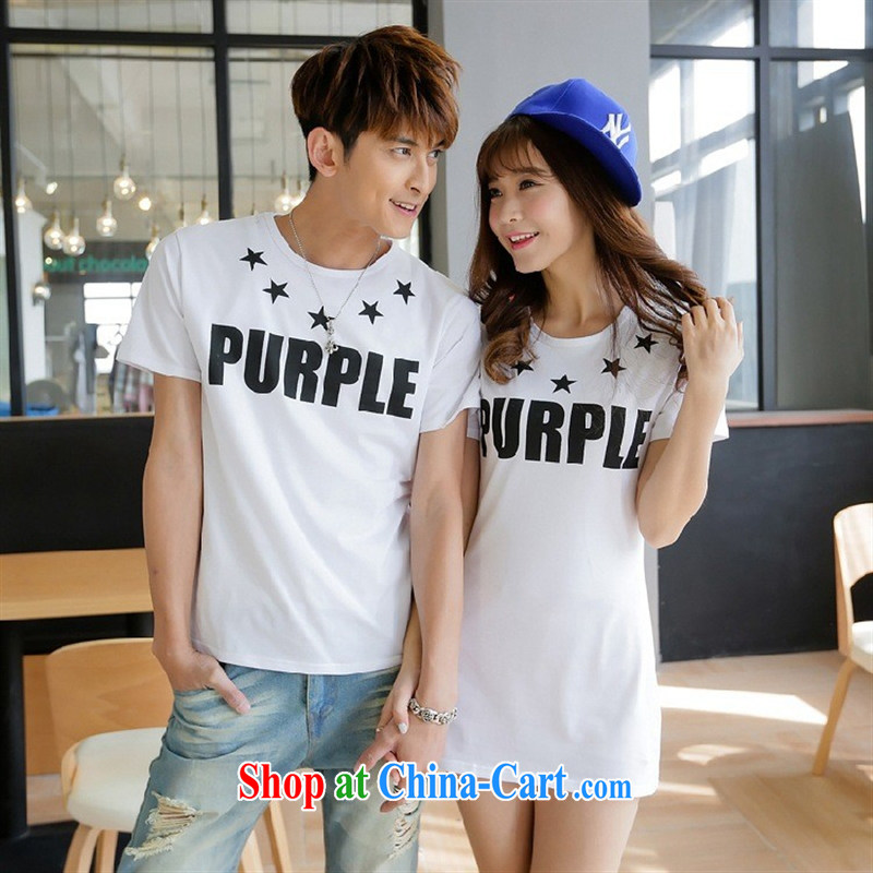 2015 new Korean fashion 100 ground couples with dresses T-shirt Han Version Stamp Duty men and women couples short-sleeved black female L