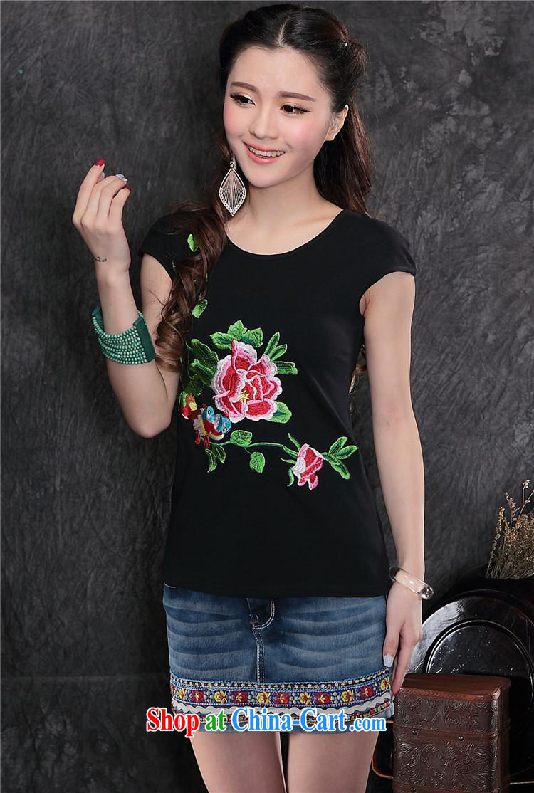 Female summer new Ethnic Wind women embroidery round-collar short-sleeve shirt T cotton A 159 white XXL pictures, price, brand platters! Elections are good character, the national distribution, so why buy now enjoy more preferential! Health