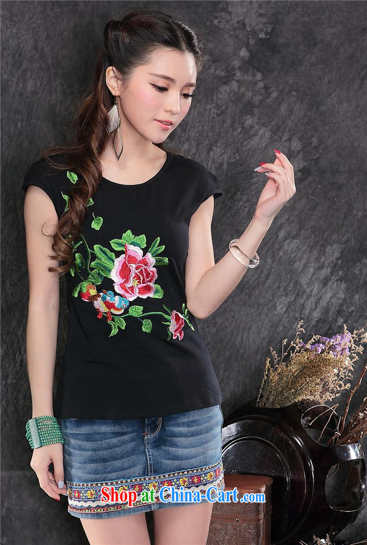Female summer new Ethnic Wind women embroidery round-collar short-sleeve shirt T cotton A 159 white XXL pictures, price, brand platters! Elections are good character, the national distribution, so why buy now enjoy more preferential! Health
